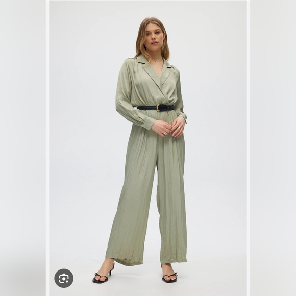 Joie/ Elegant Sage Green Jumpsuit/ Pleated/ Size US S - Picture 6 of 16